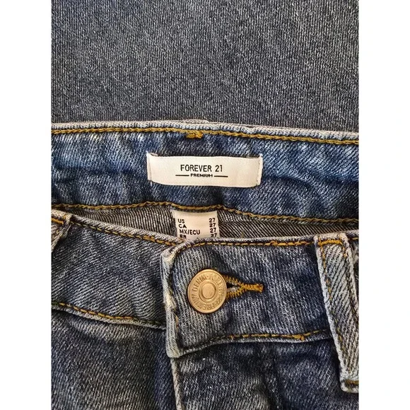 Forever 21 Premium Womens High Rise Straight Leg Blue Jeans Button Fly Size 27 - Picture 4 of 4